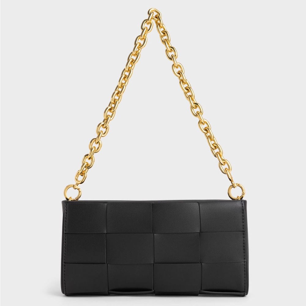 Charles & Keith Black Woven Handle Bag